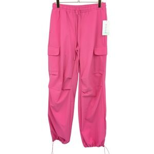 AS Revival Hot Pink Cargo Jogger Pants Women Medium Drawstring Waist Utility Y2K